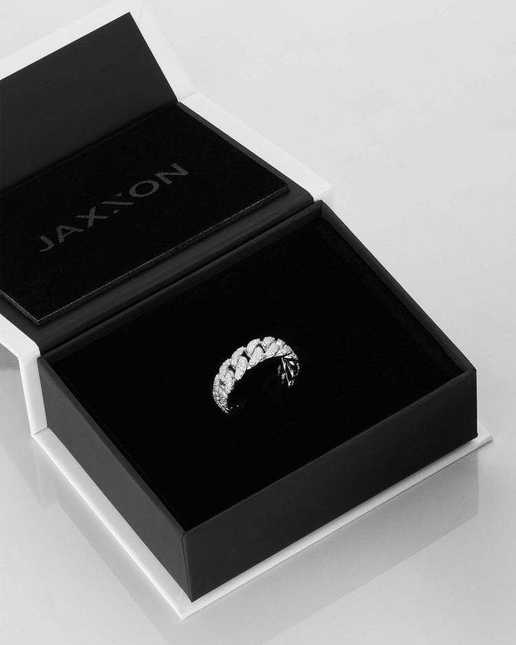 Iced Out Cuban Link Ring Silver - JAXXON