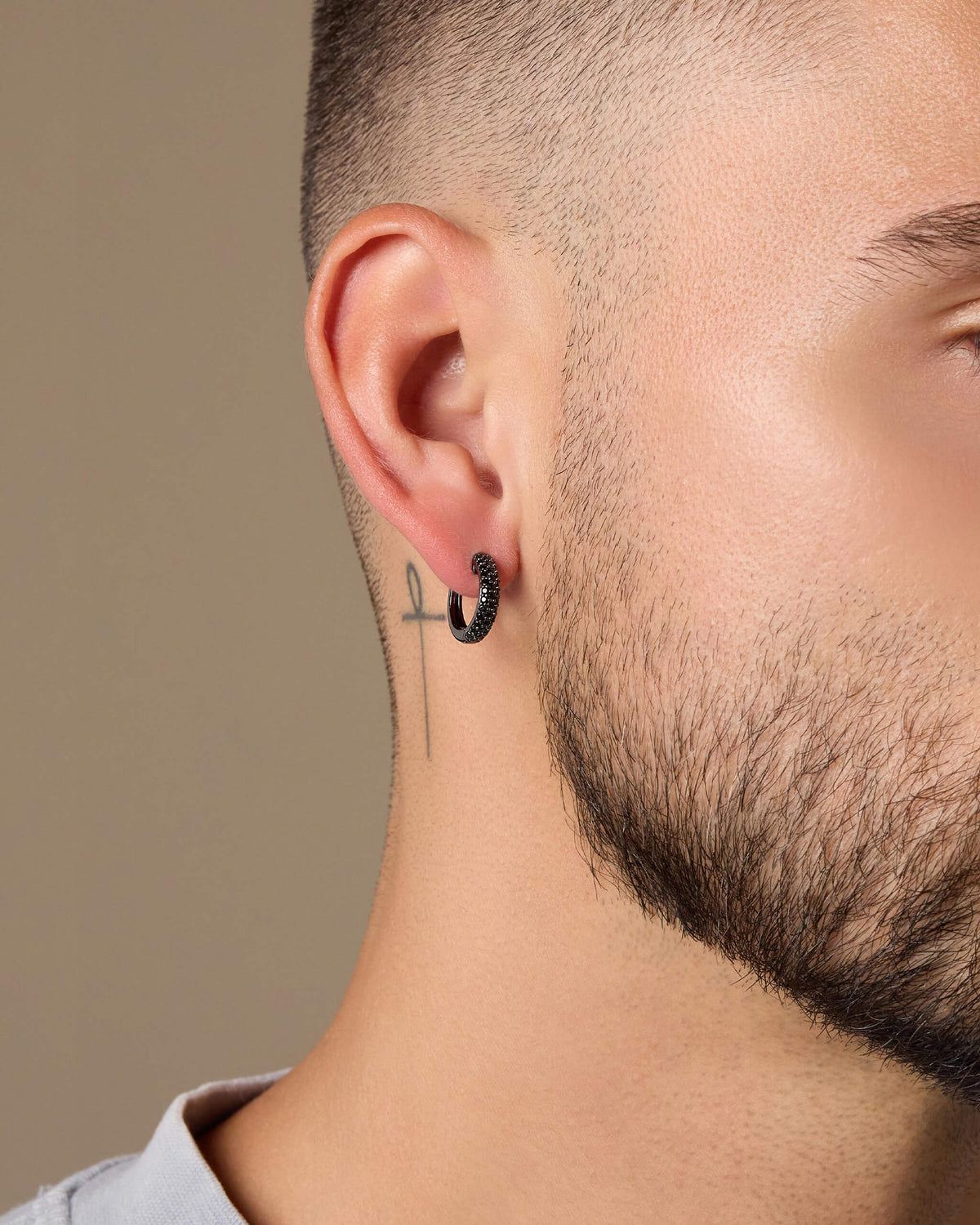 Iced Out Hoop Earrings Black - JAXXON