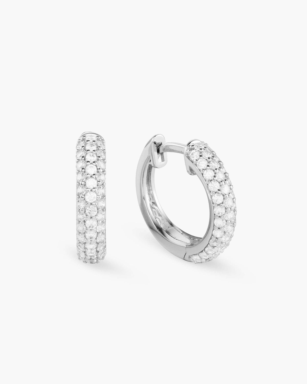 Iced Out Hoop Earrings - Silver - JAXXON