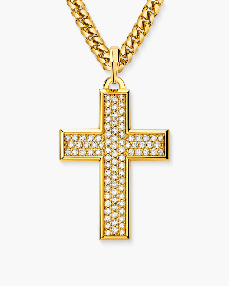 Iced Out Mosaic Cross Pendant