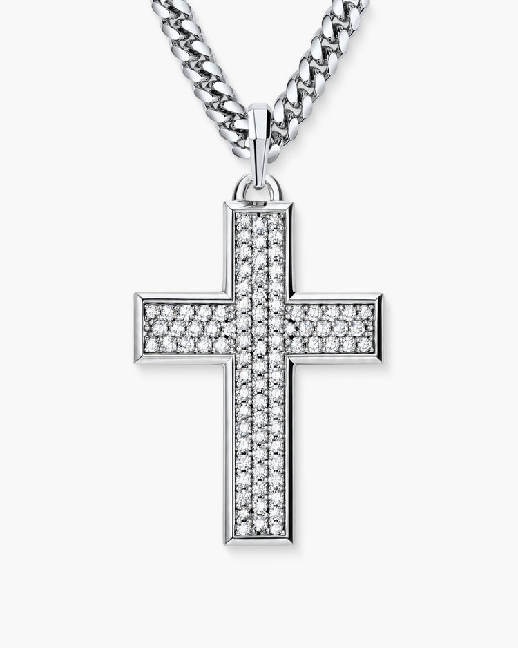 Iced Out Mosaic Cross Pendant