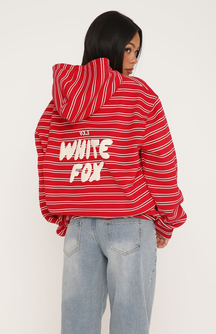 Offstage Striped Oversized Hoodie Red/Cream Stripe