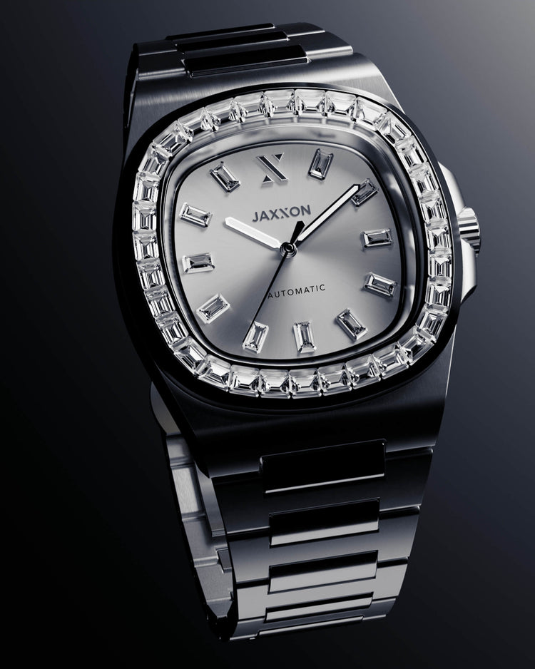 JX1 Automatic Set Bezel Watch + Cuban Link Chain 10mm - JAXXON