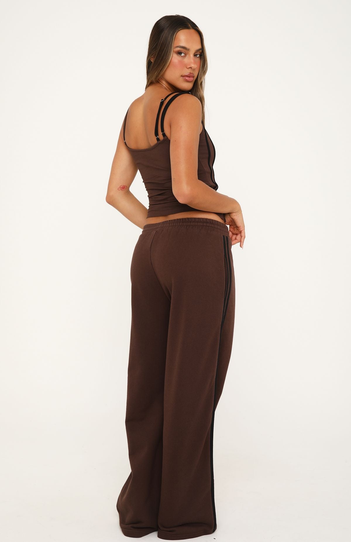 Just Let Things Be Wide Leg Sweatpants Chocolate