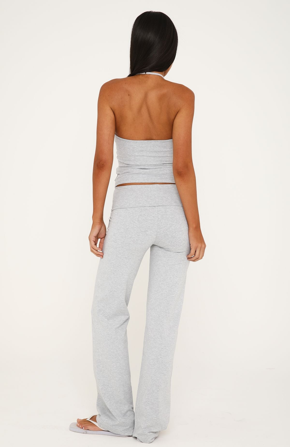 Wandering Off Fold Over Pants Grey Marle