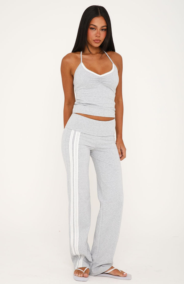 Wandering Off Halter Tank Top Grey Marle