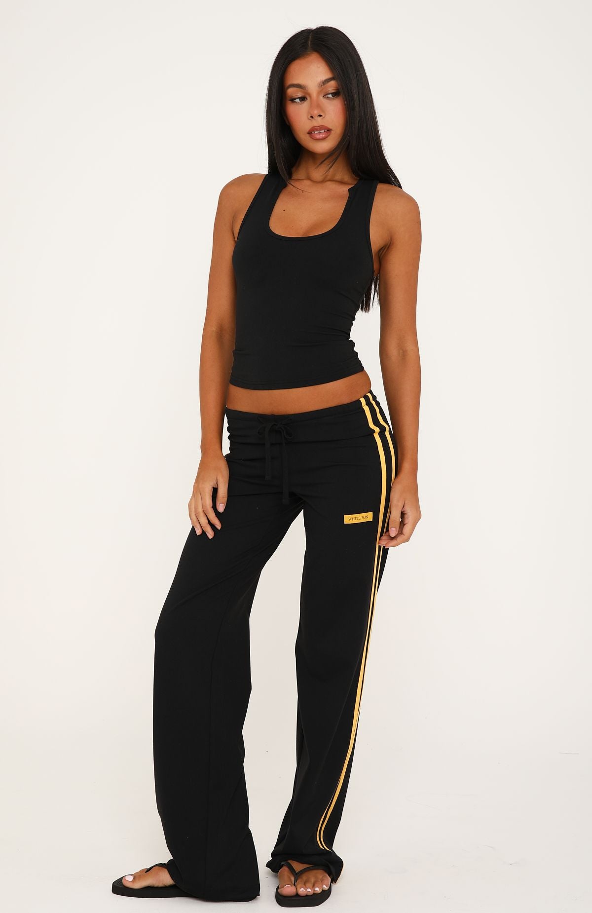 Playing It Cool Low Rise Straight Leg Pants Black