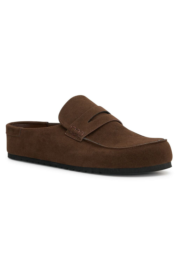 Cayson Loafer Slides Chocolate Faux Suede