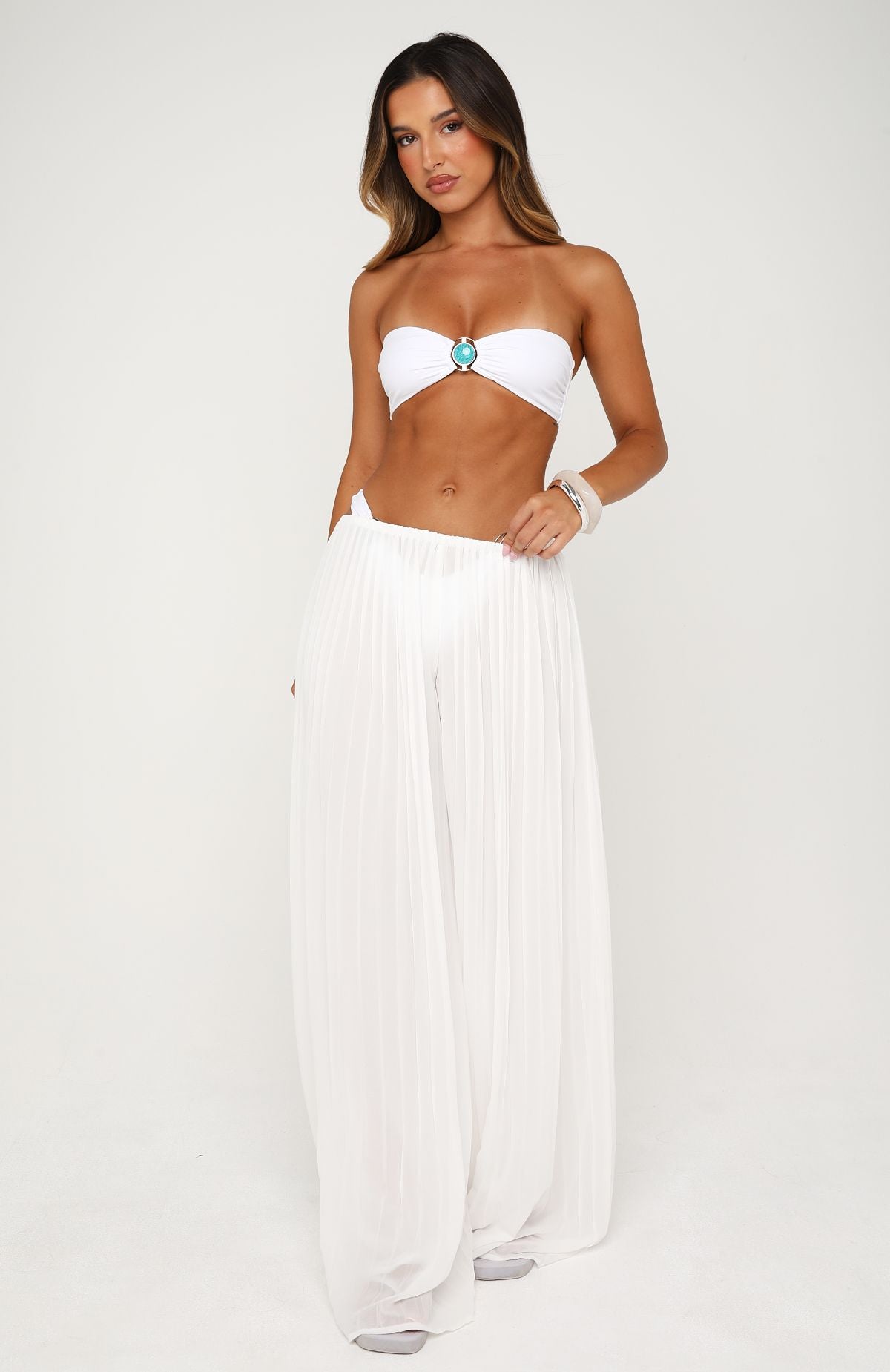 Breeze And Bare Wide Leg Pants Off White