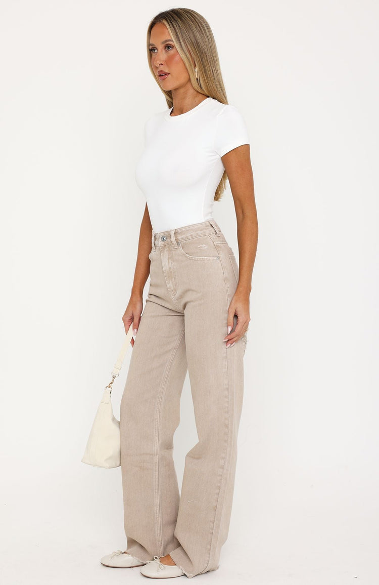Alana High Waisted Straight Leg Jeans Sesame Wash