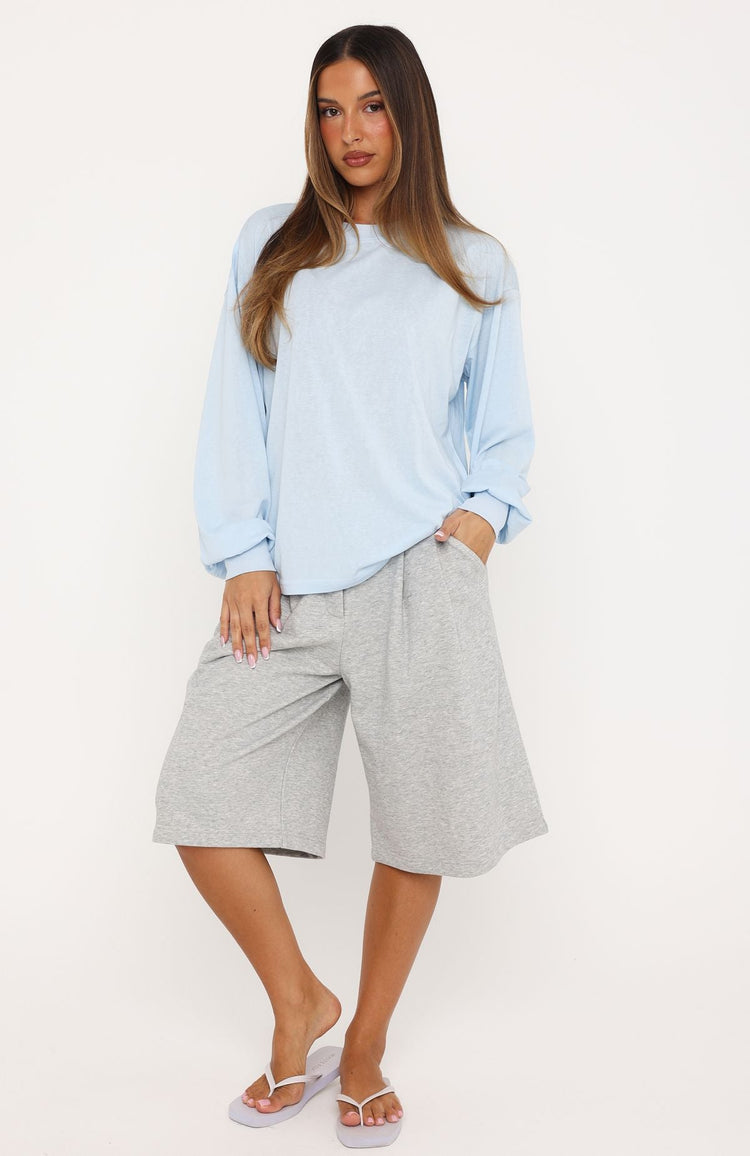 Comfy Girl Oversized Long Sleeve Tee Blue