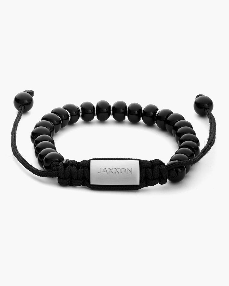 Onyx Beaded Bracelet Silver - JAXXON