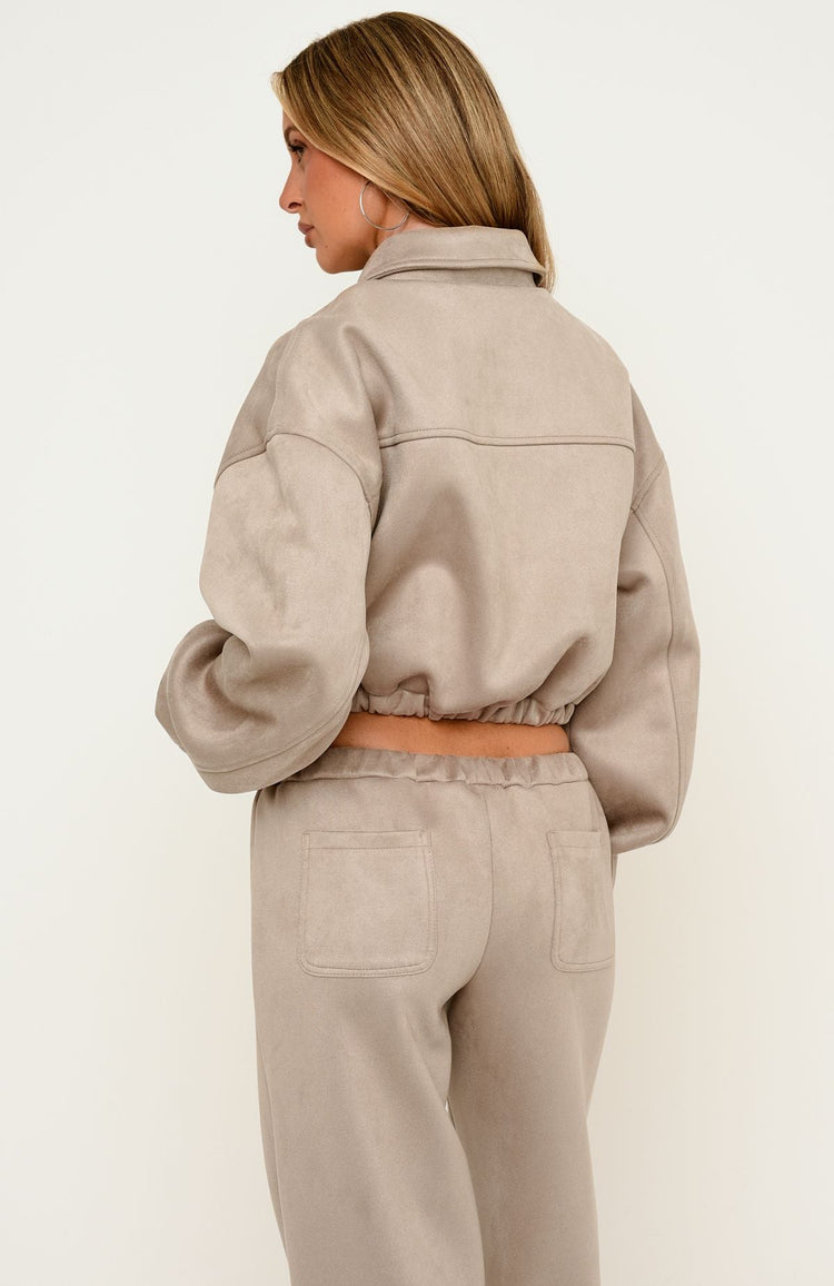 Isolda Faux Suede Bomber Jacket Sand