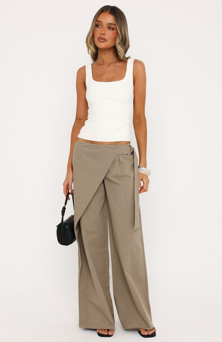 Suit Yourself Tailored Wide Leg Pants Taupe