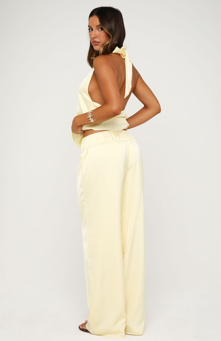 Sunburnt Kiss Satin Wide Leg Pants Butter
