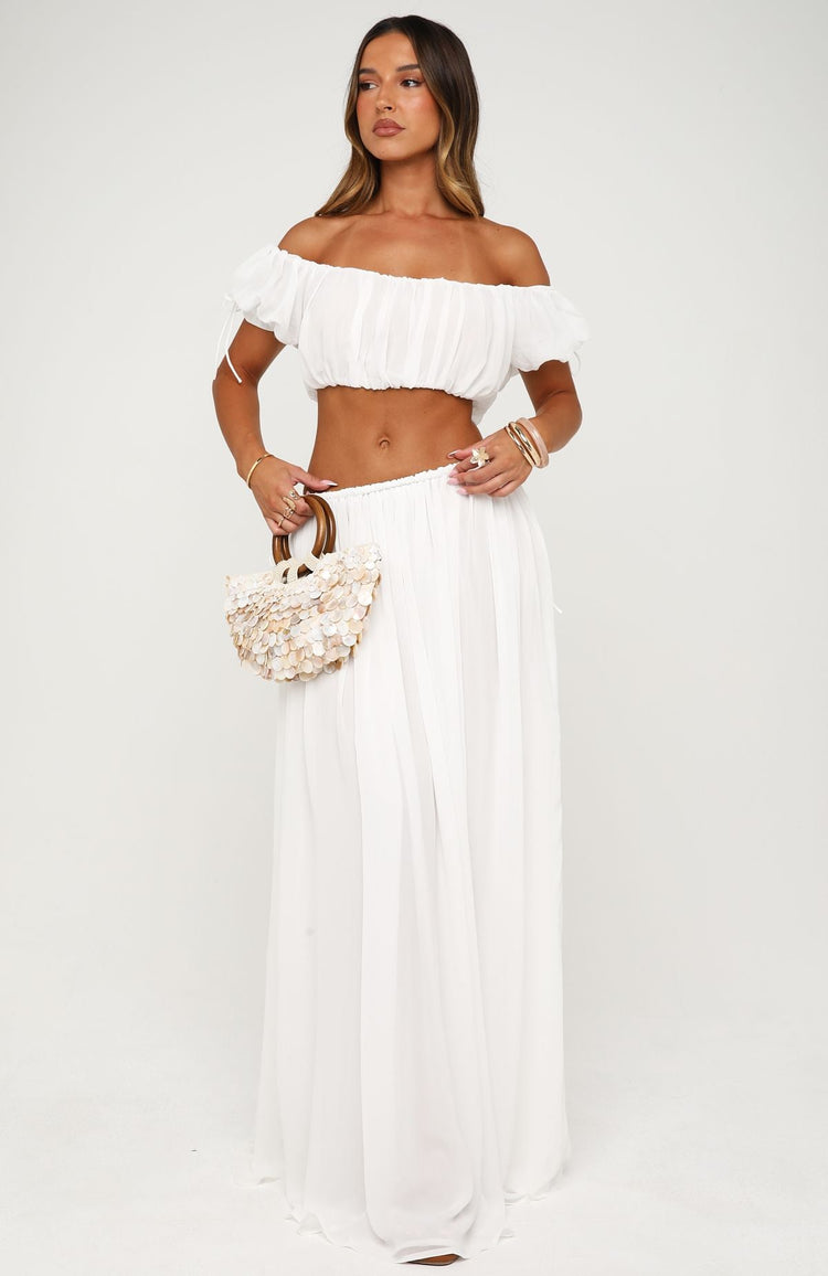 Flounce Flirt Maxi Skirt White