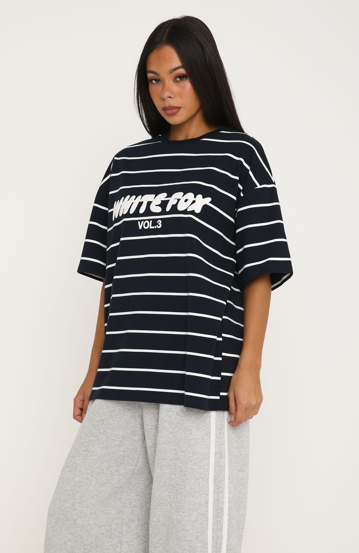 Offstage Striped Oversized Tee Navy/White Stripe