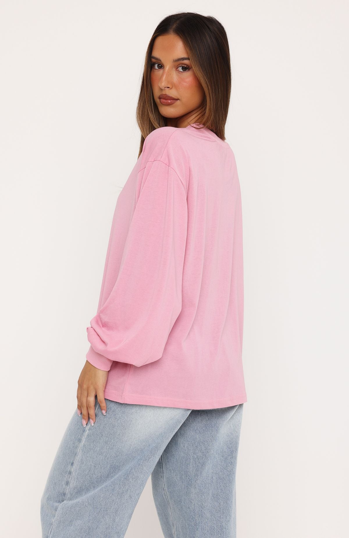 Comfy Girl Oversized Long Sleeve Tee Pink