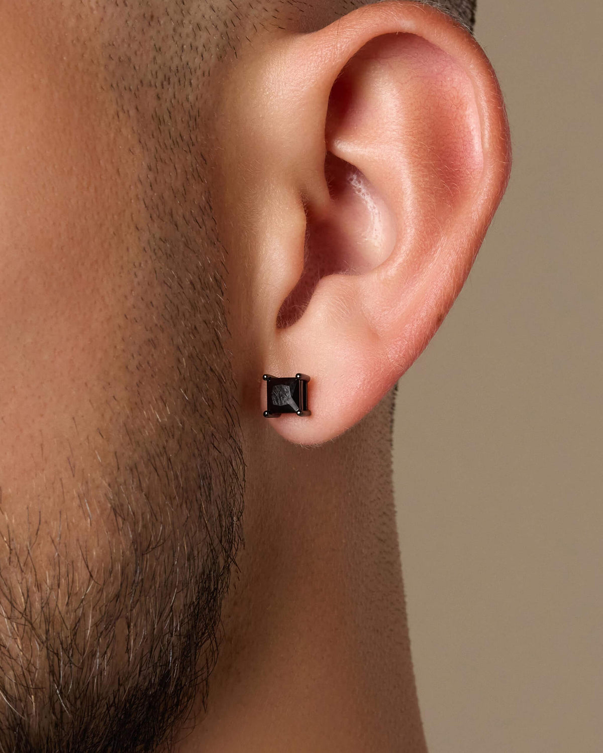 Square Stud Earrings Black - JAXXON