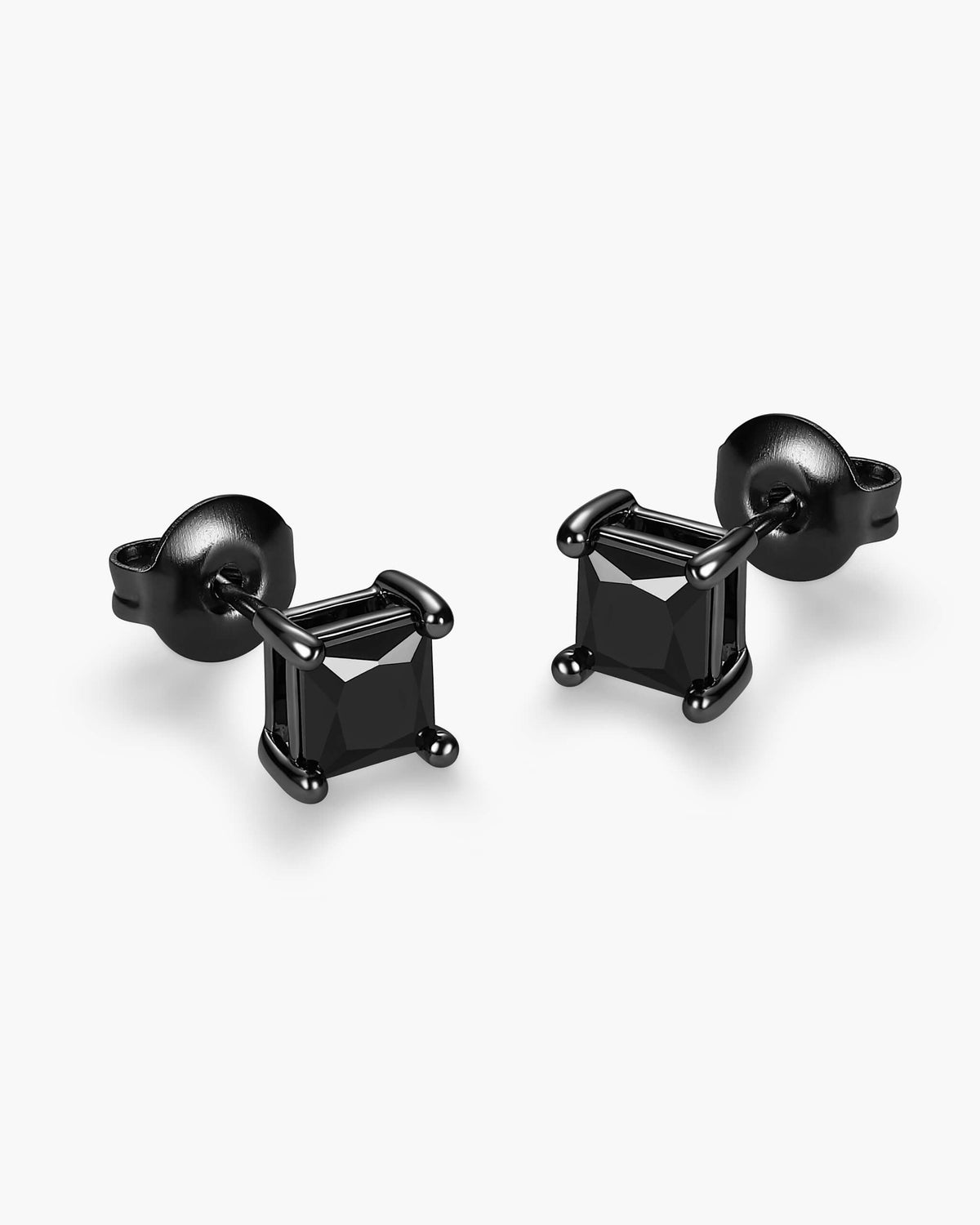 Square Stud Earrings Black - JAXXON