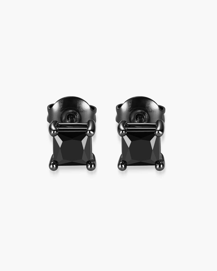 Square Stud Earrings Black - JAXXON