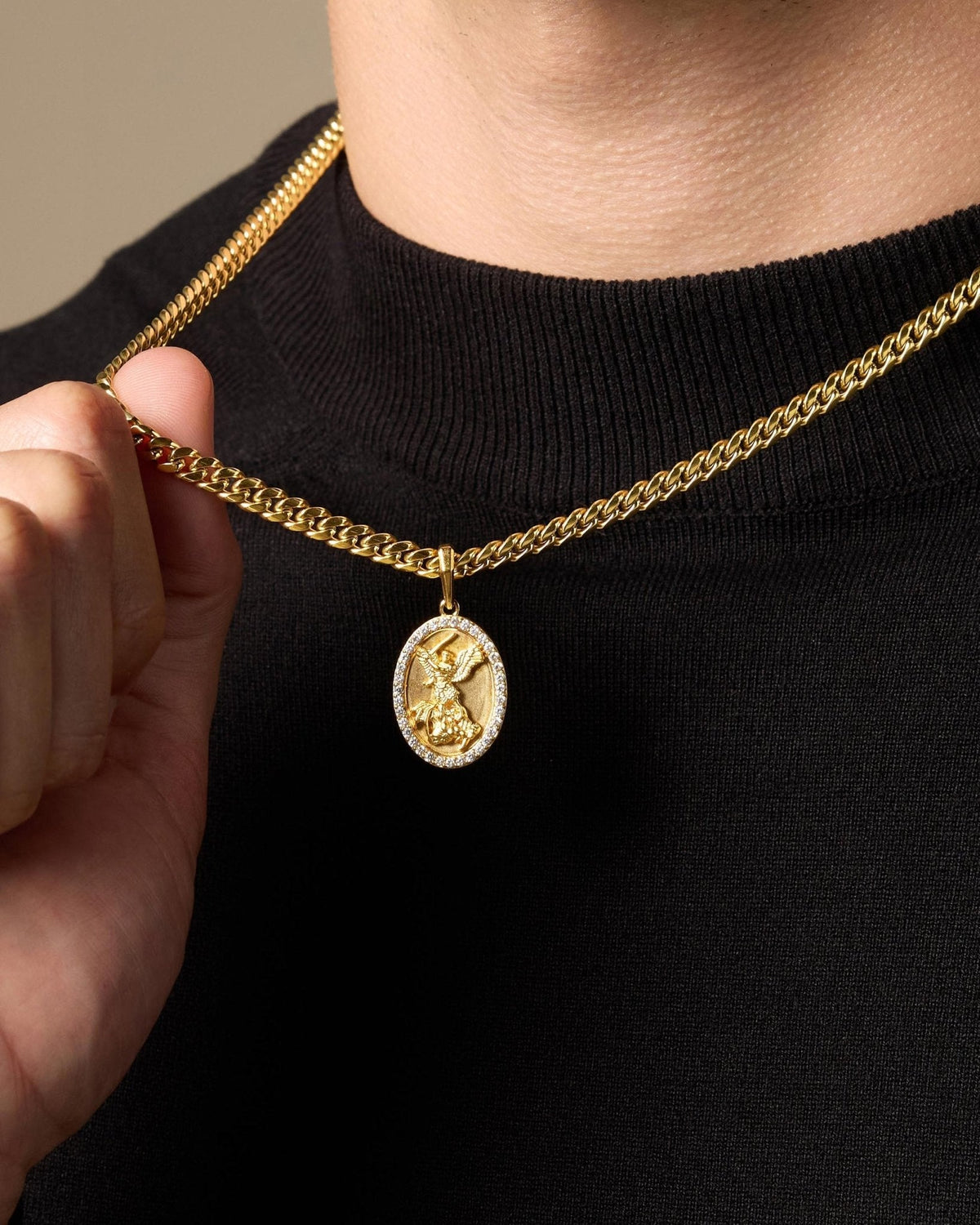 Studded St. Michael Pendant - JAXXON