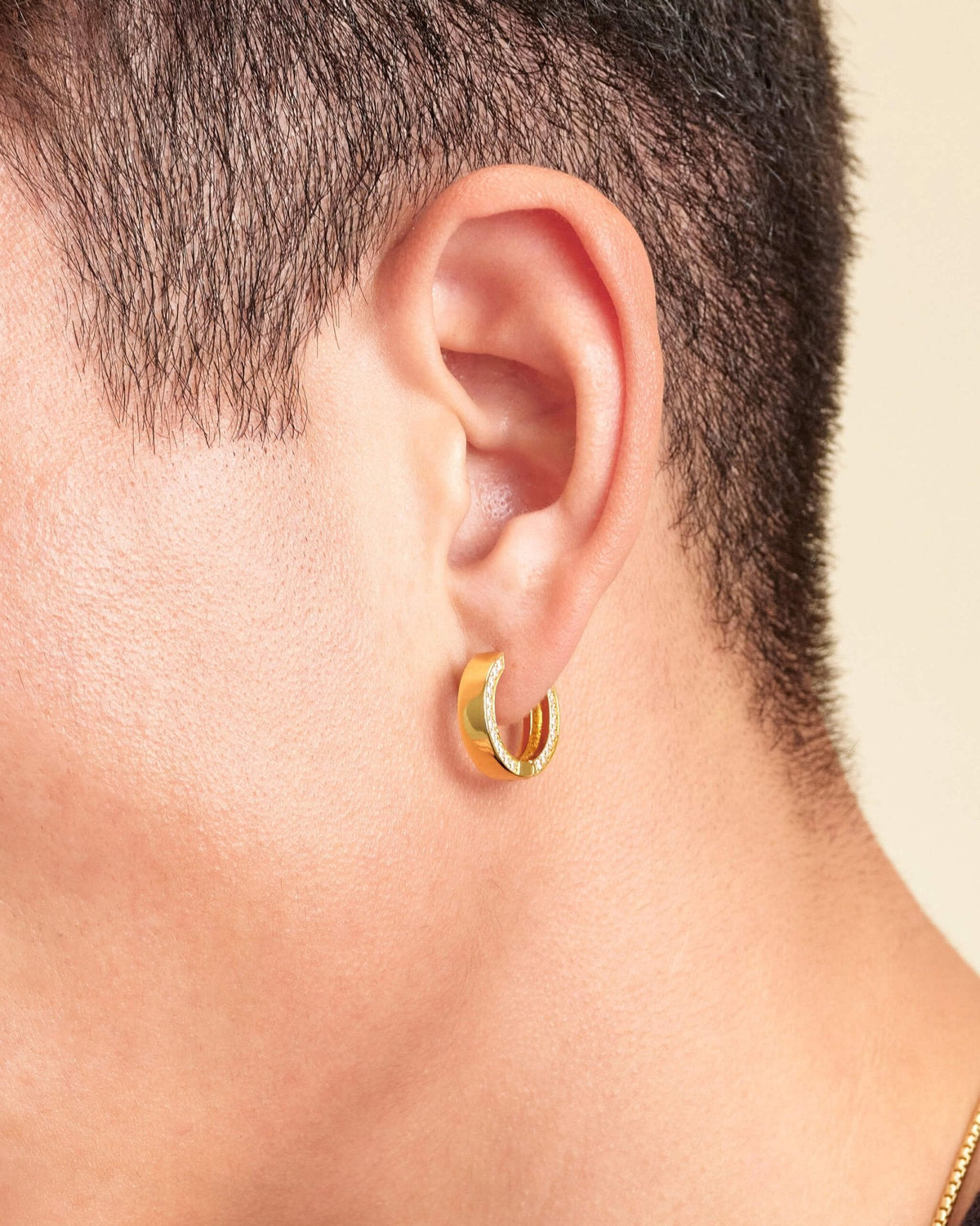 Studded Frame Hoop Earrings - Gold - JAXXON