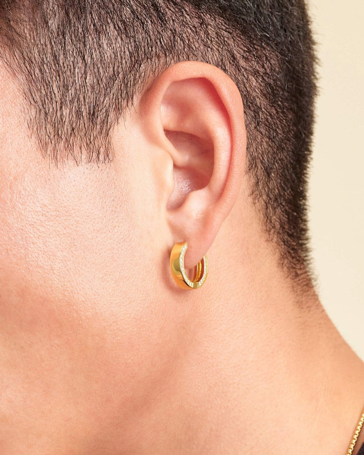 Studded Frame Hoop Earrings - Gold - JAXXON