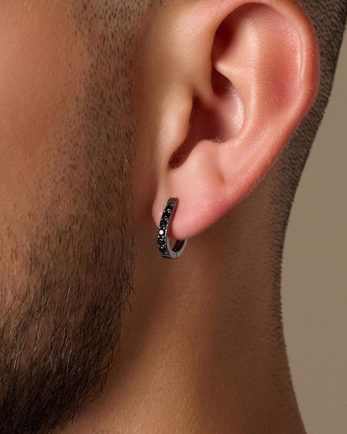 Studded Huggie Earrings Black - JAXXON