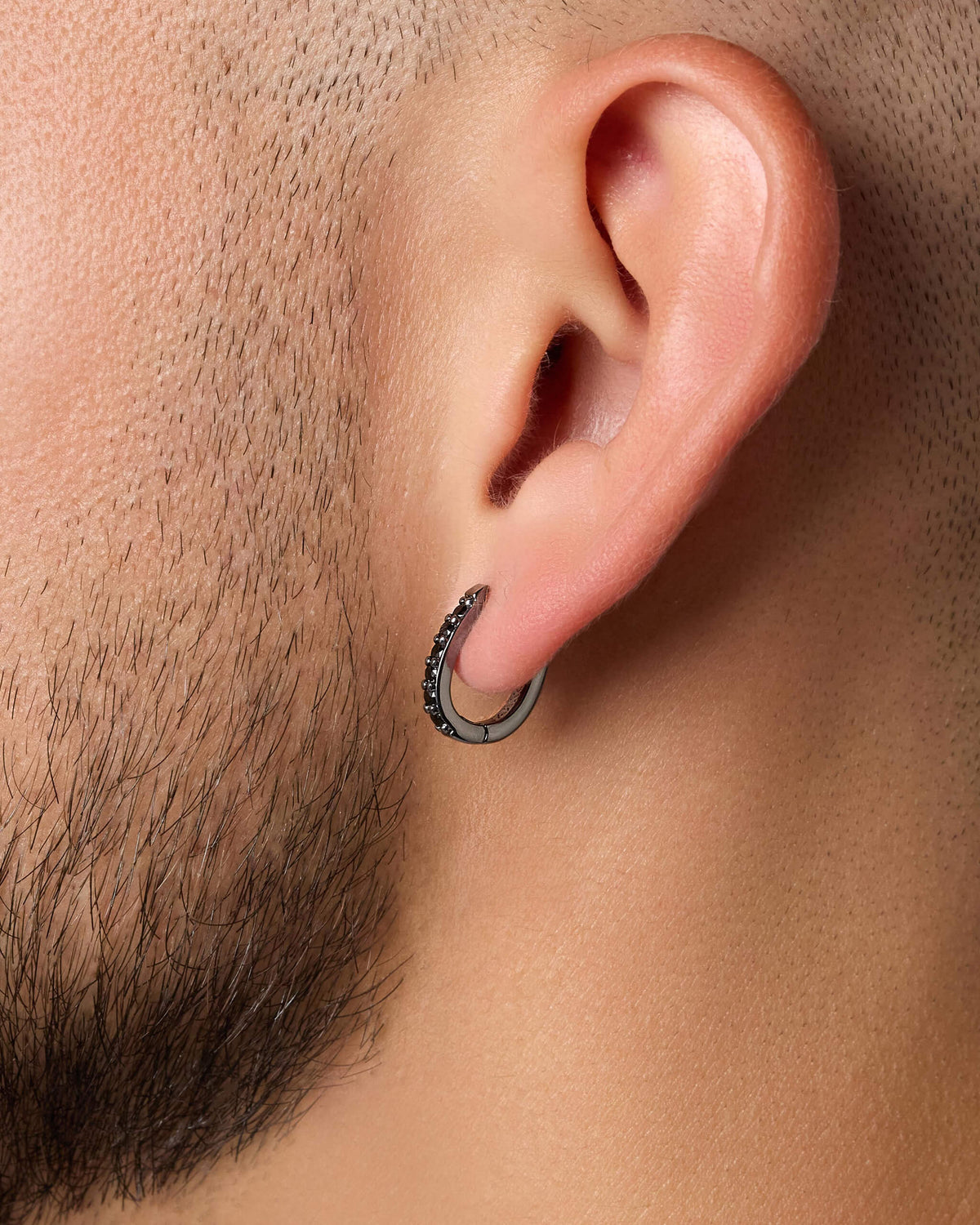 Studded Huggie Earrings Black - JAXXON