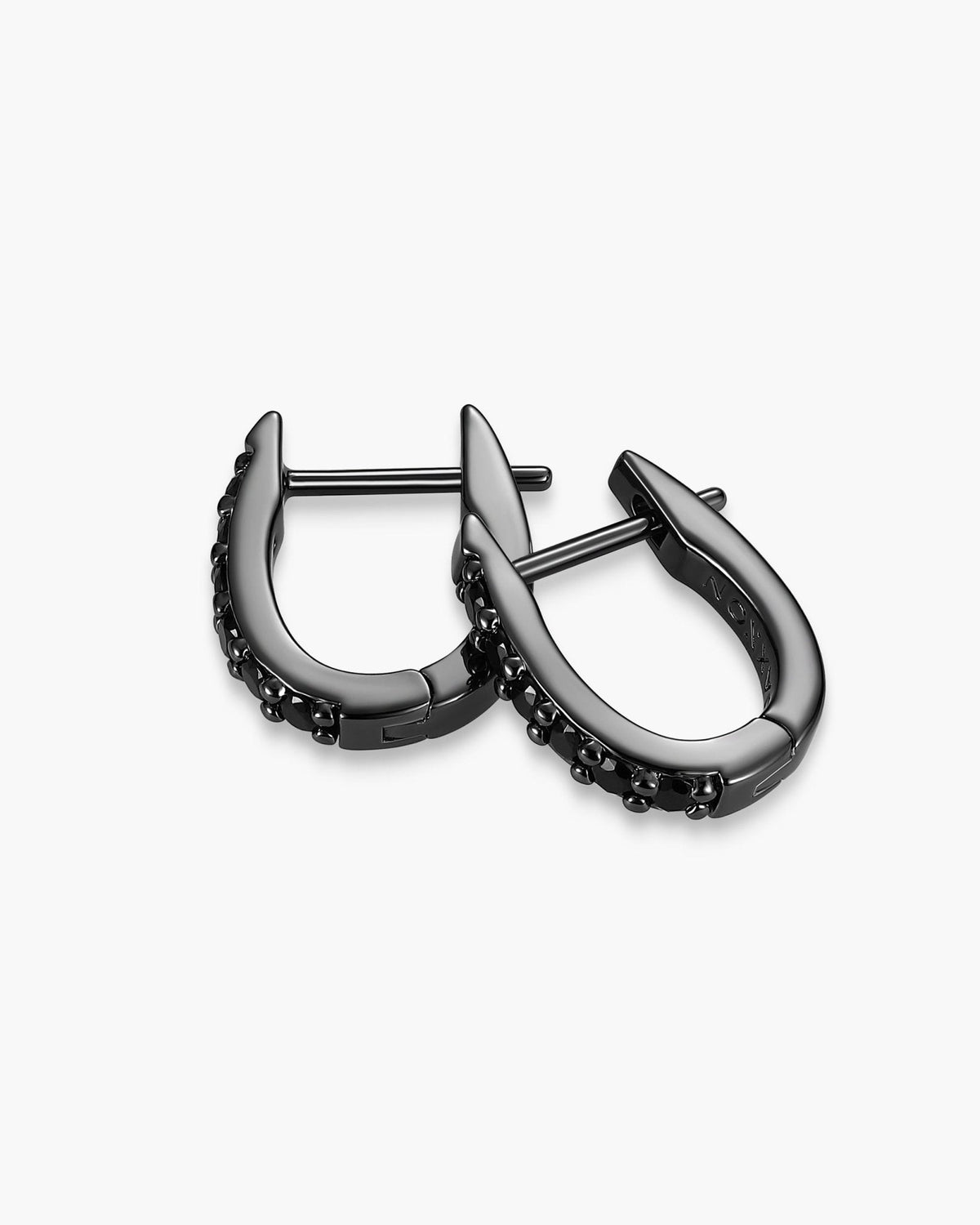 Studded Huggie Earrings Black - JAXXON