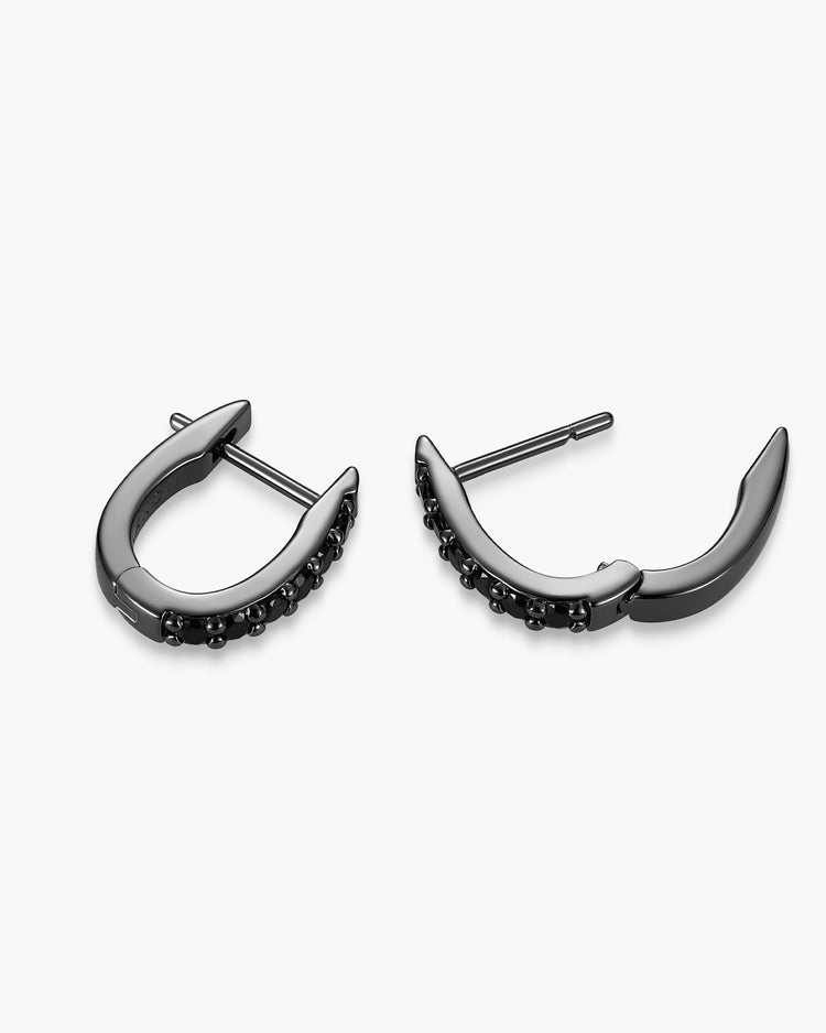 Studded Huggie Earrings Black - JAXXON