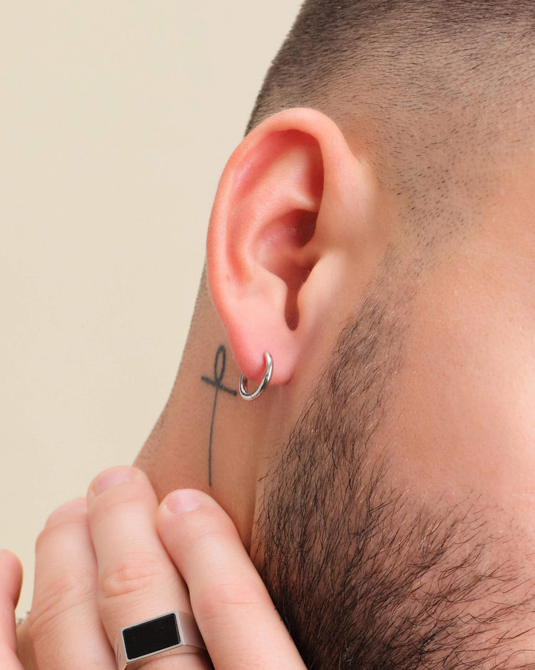 Thin Hoop Earrings Silver - JAXXON