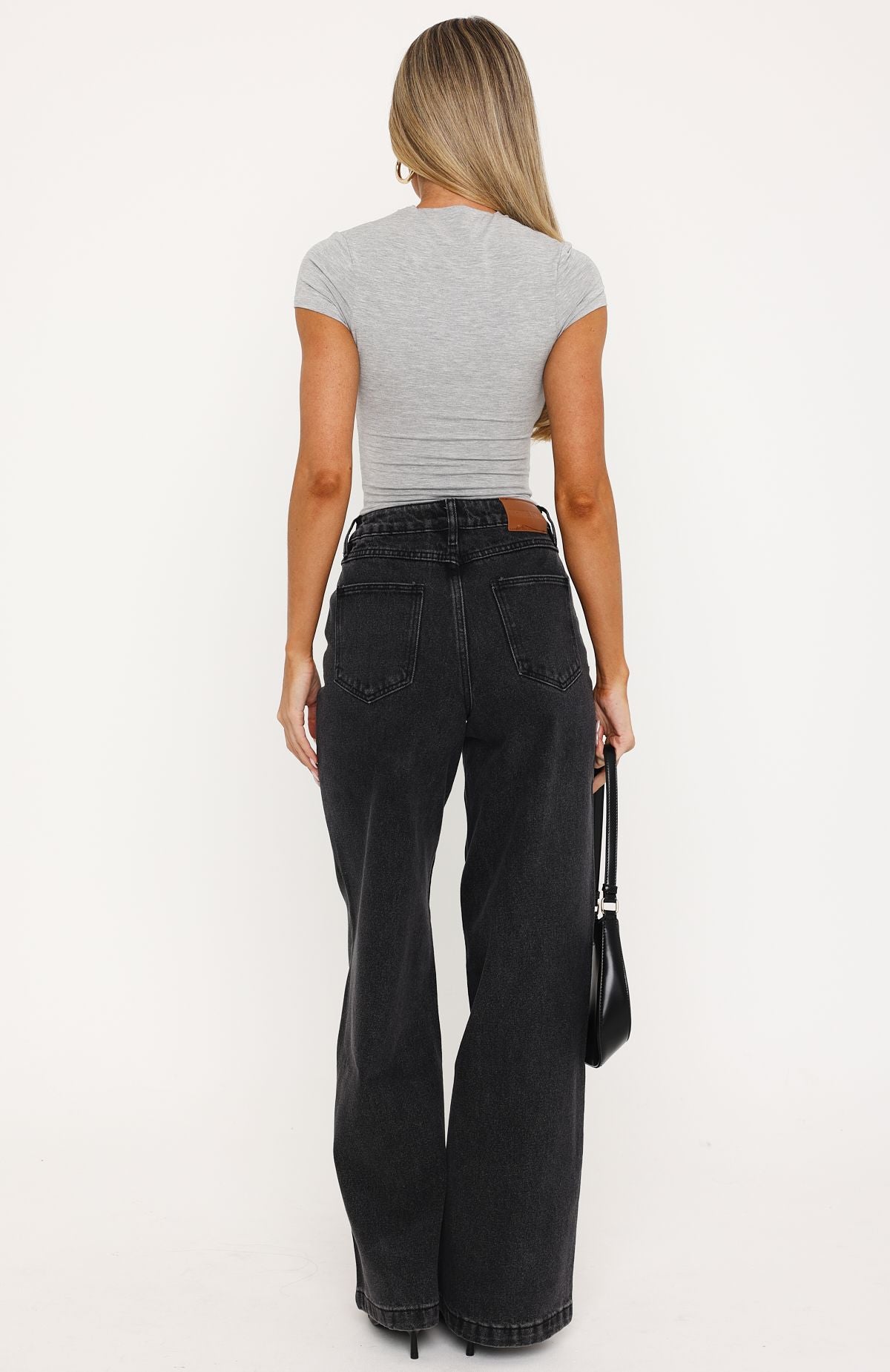 No Good High Rise Wide Leg Jeans Black Acid Wash