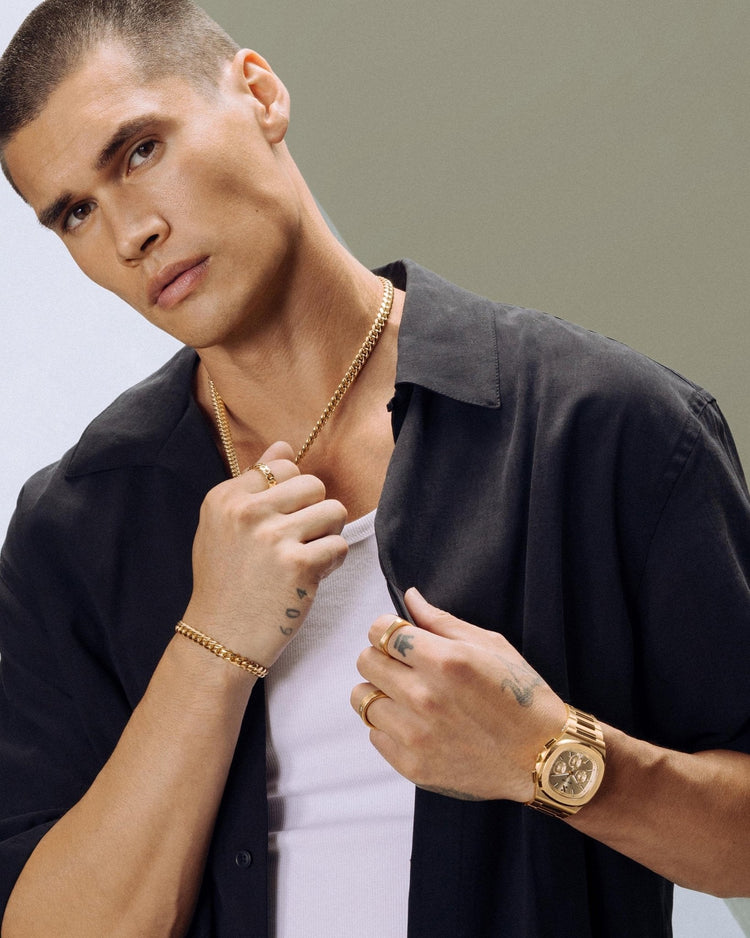 JX1 Chronograph Watch + Cuban Set 8mm - JAXXON