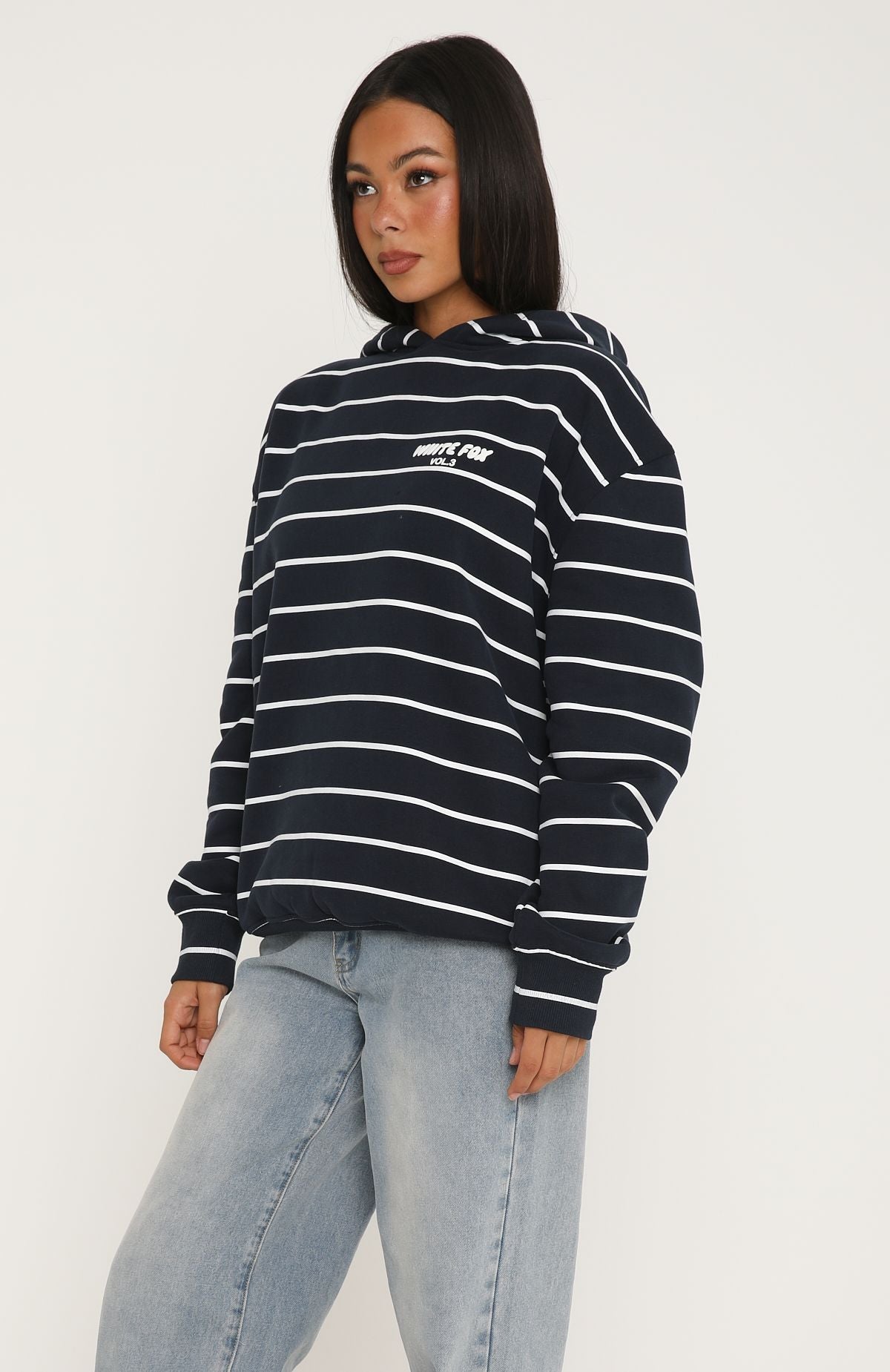 Offstage Striped Oversized Hoodie Navy/White Stripe