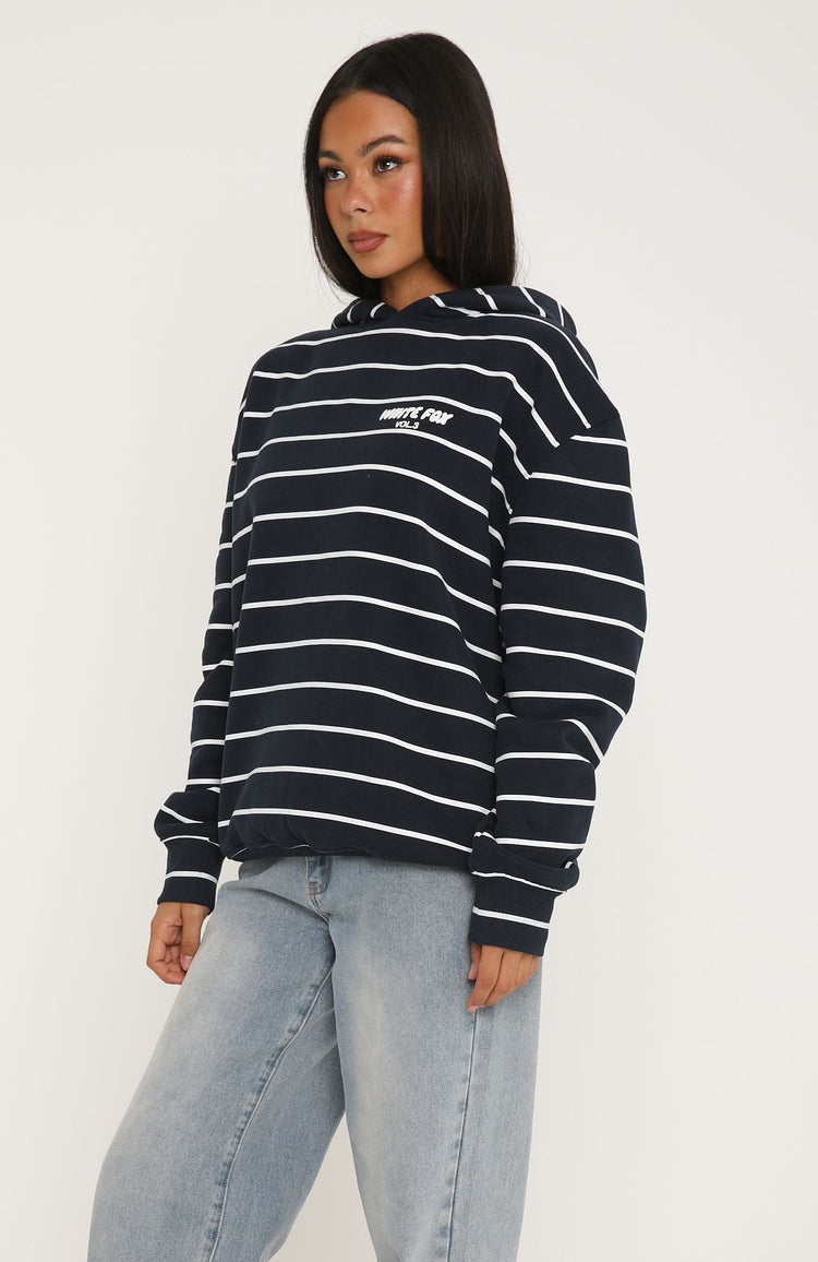 Offstage Striped Oversized Hoodie Navy/White Stripe