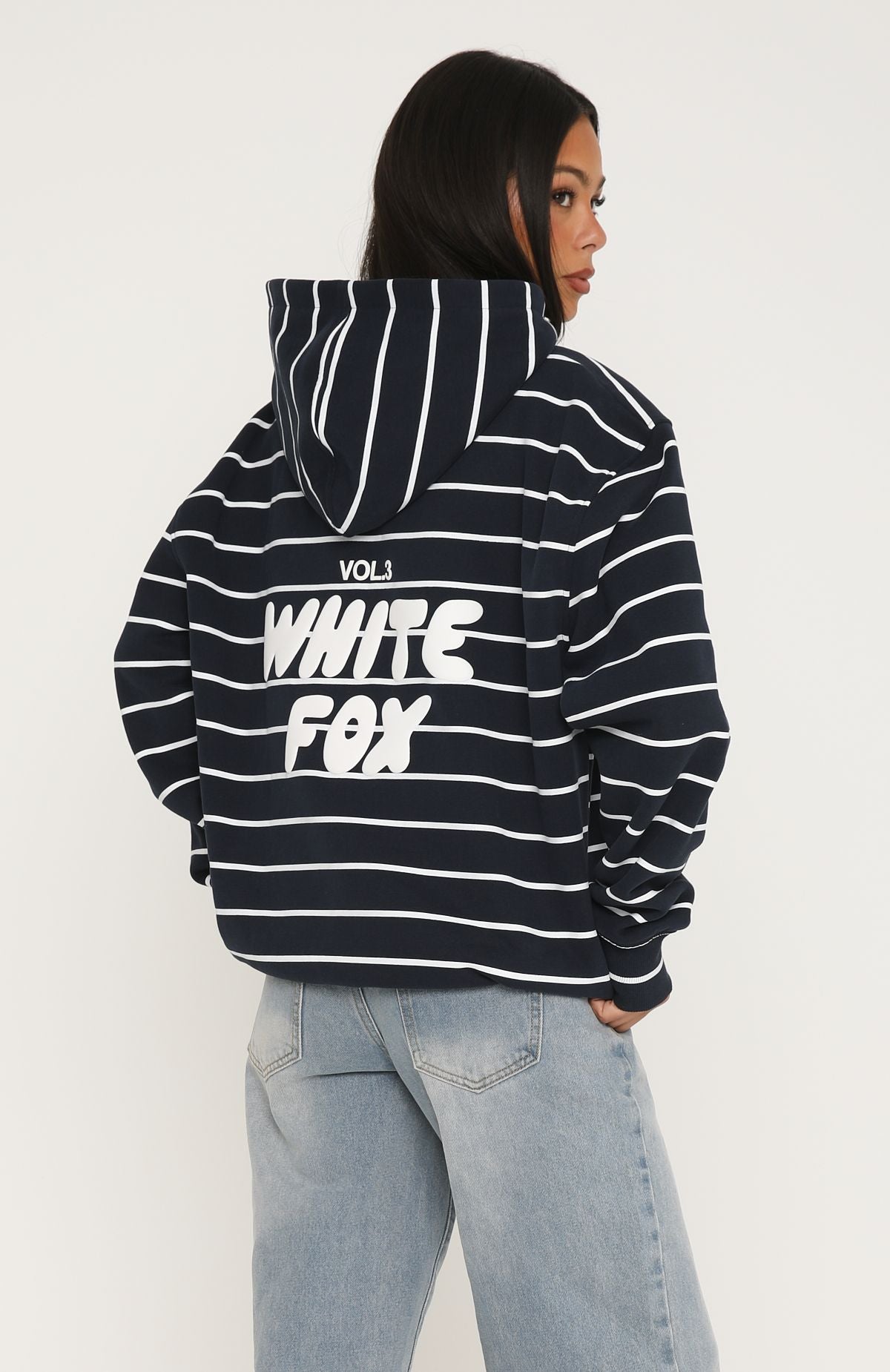 Offstage Striped Oversized Hoodie Navy/White Stripe