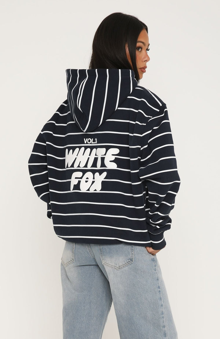 Offstage Striped Oversized Hoodie Navy/White Stripe