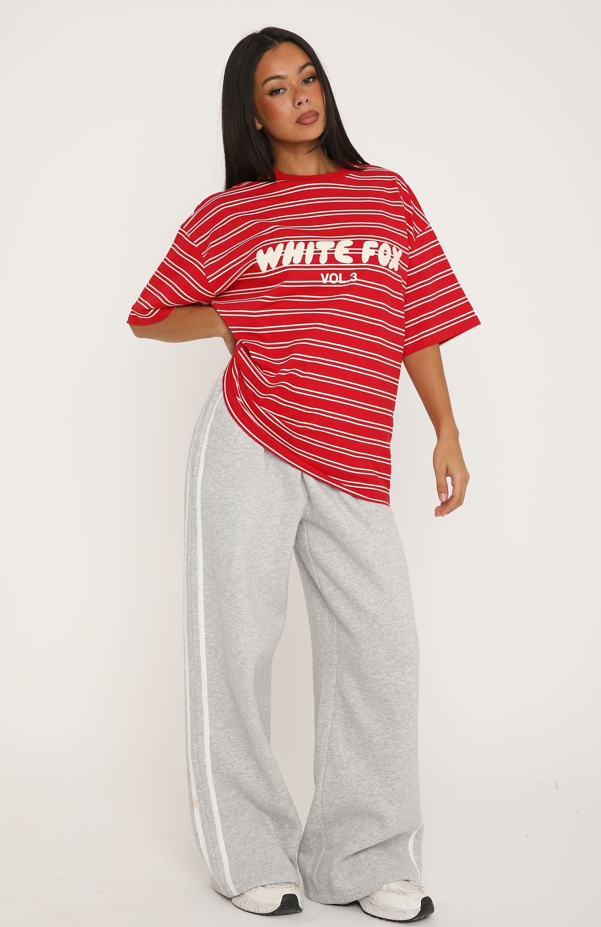 Offstage Striped Oversized Tee Red/Cream Stripe