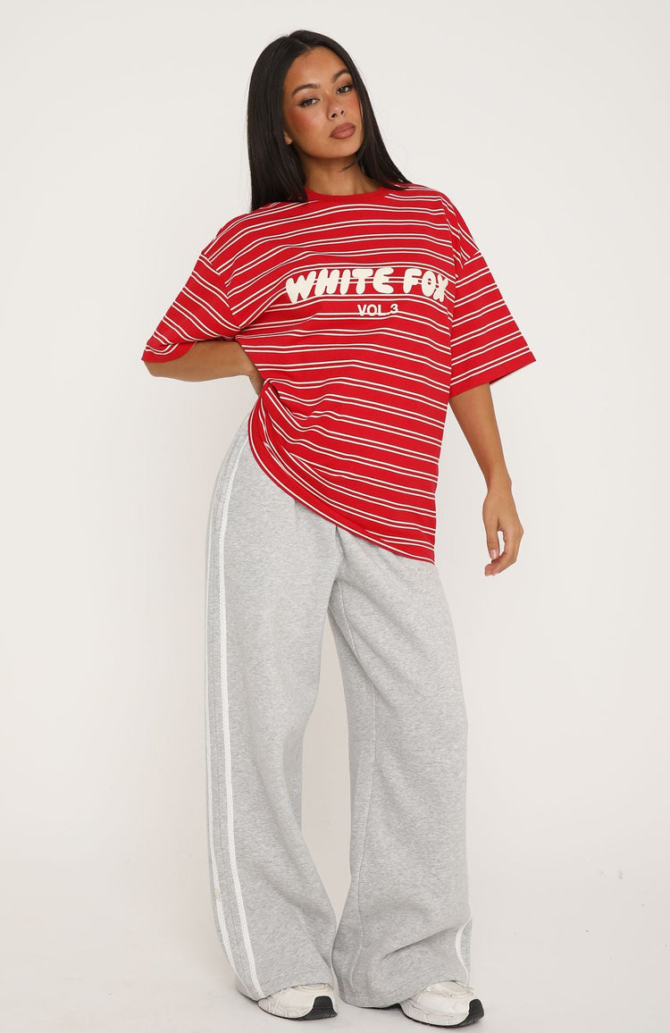 Offstage Striped Oversized Tee Red/Cream Stripe
