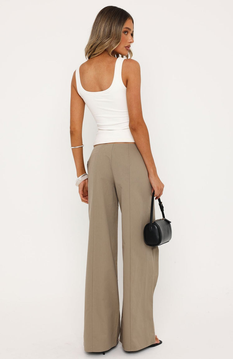 Suit Yourself Tailored Wide Leg Pants Taupe
