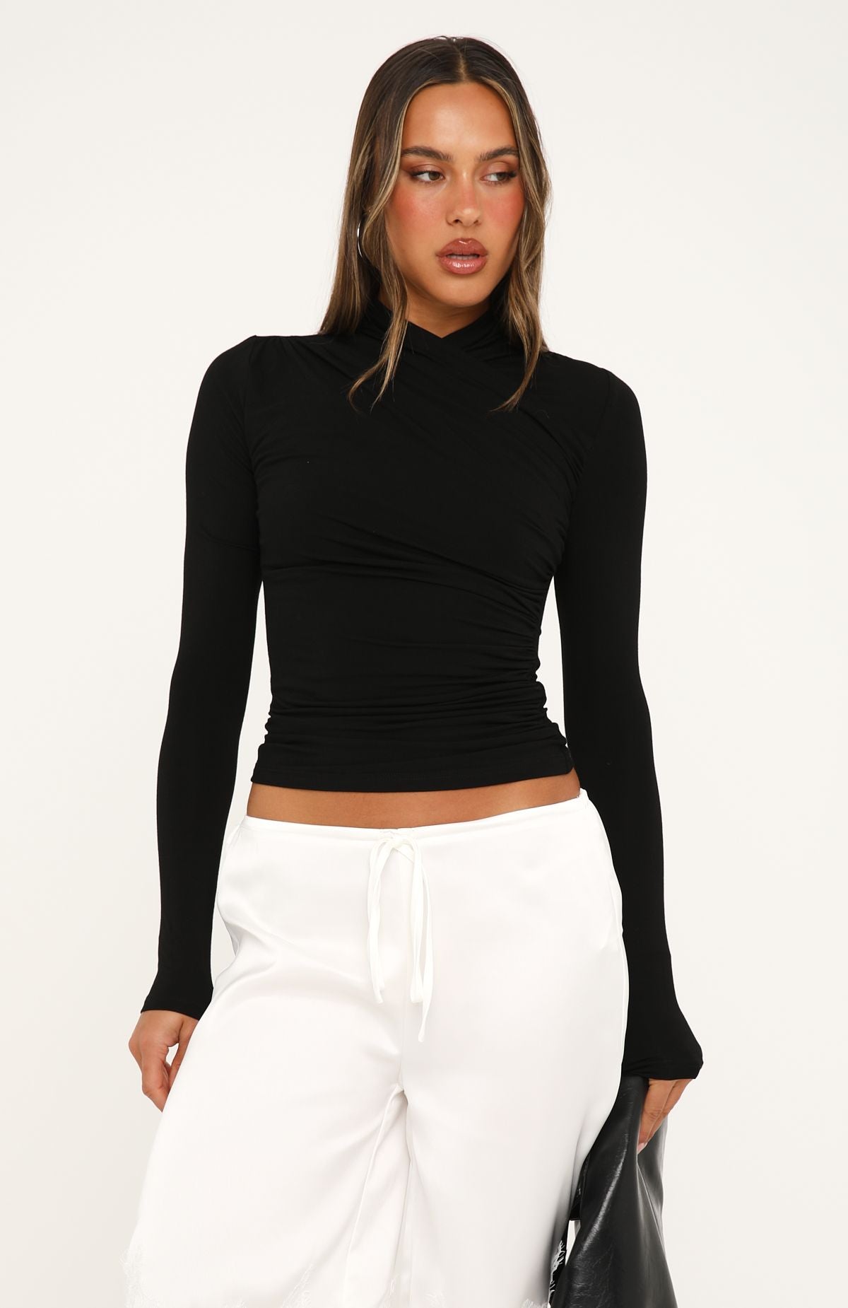 Quiet Crush Long Sleeve Top Black