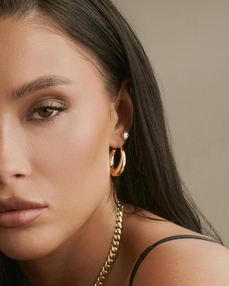 Women's Dome Hoop Earrings - Gold - JAXXON