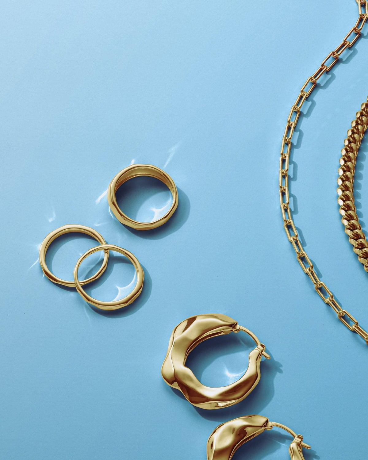 Women's Hammered Ring Set Gold - JAXXON