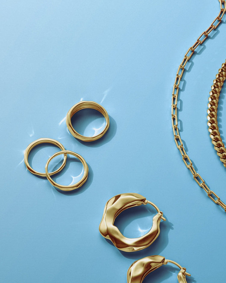 Women's Hammered Ring Set Gold - JAXXON
