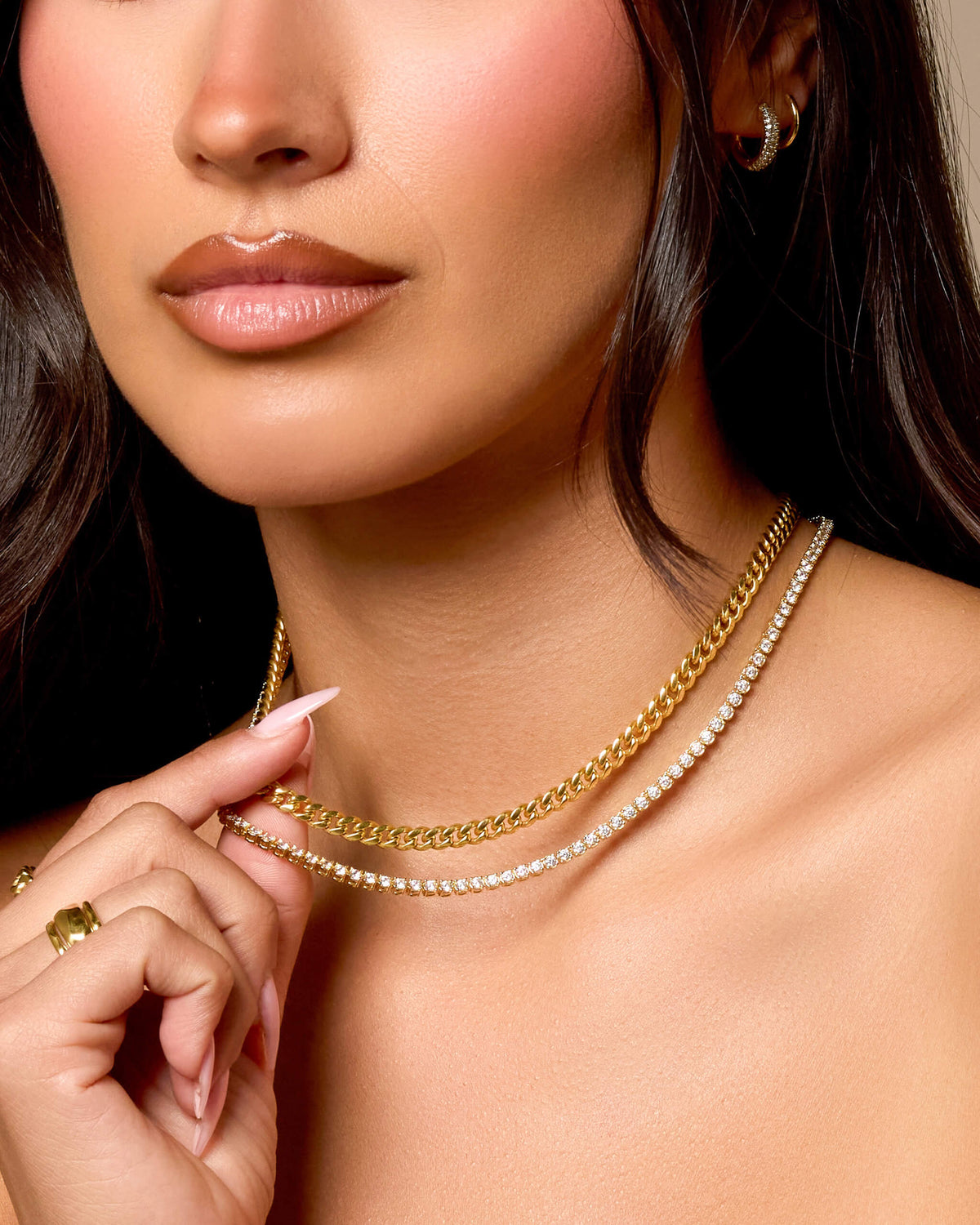 Women's Cuban + Tennis Chain Stack 5mm + 3mm