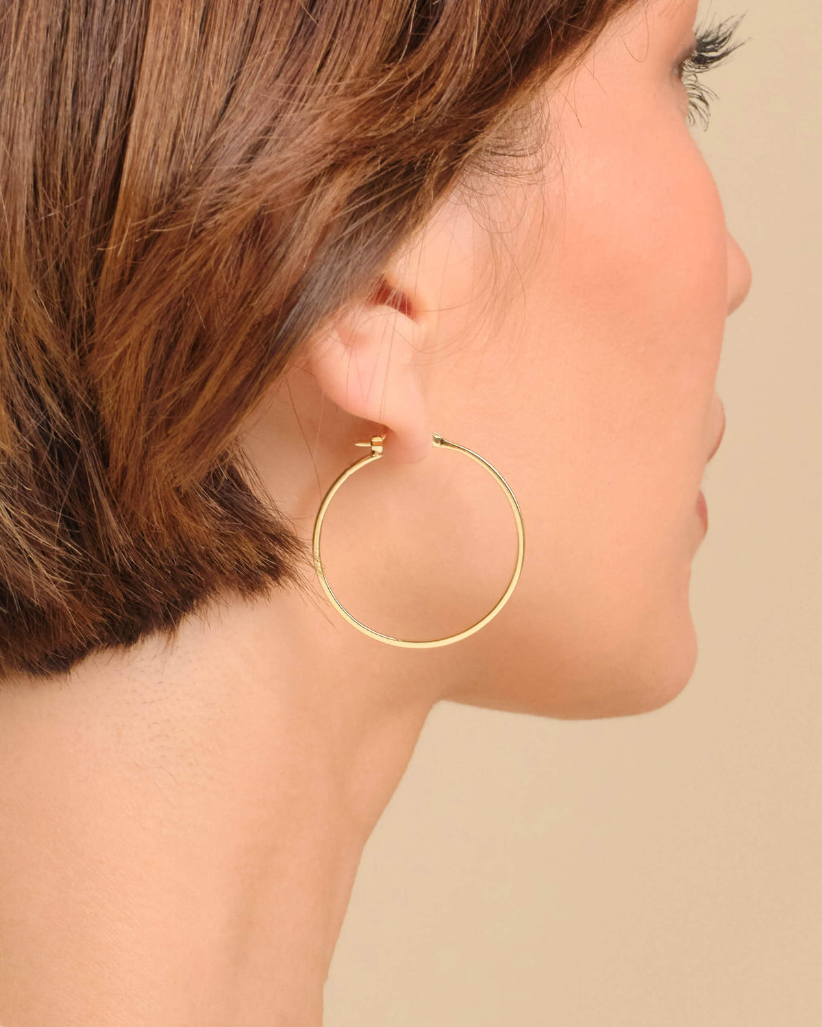 Women's Thin Large Hoop Earrings - Gold - JAXXON