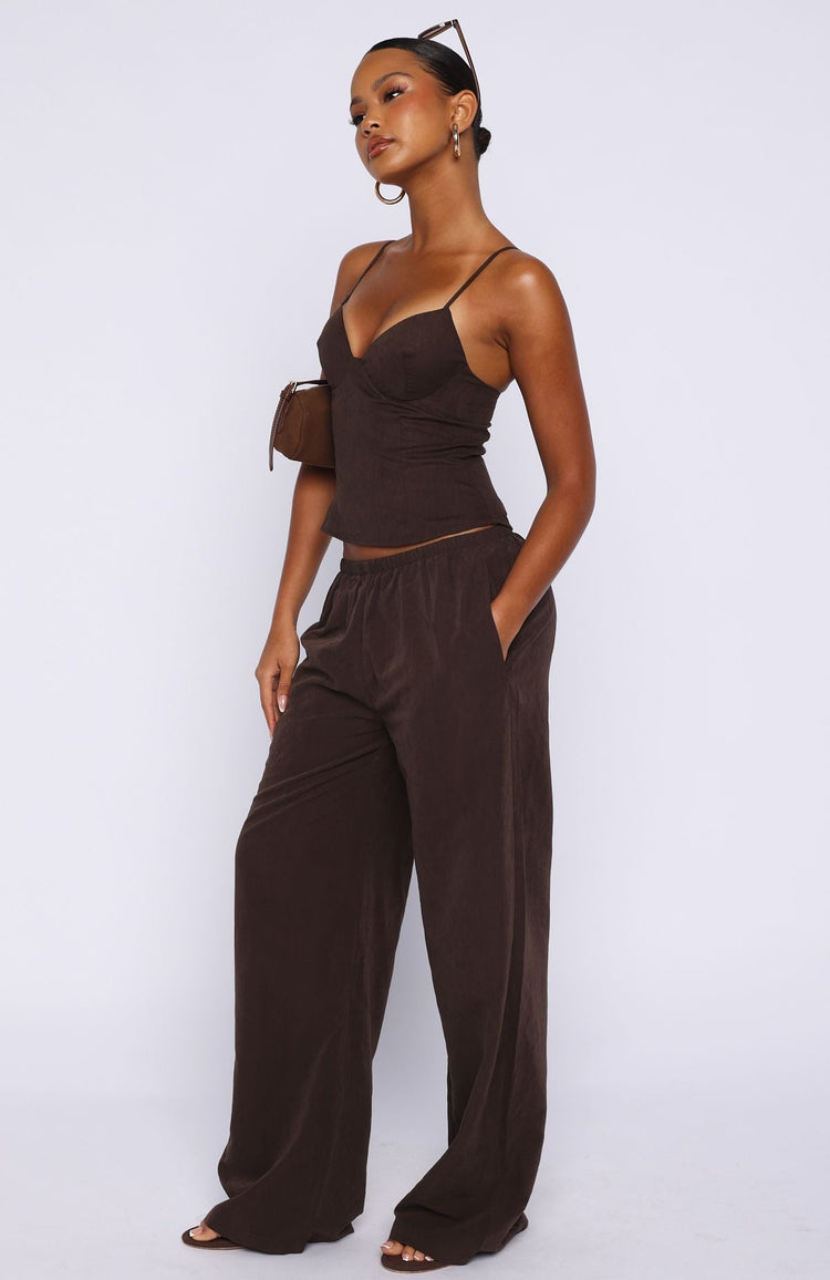 Take A Stance Wide Leg Pants Chocolate