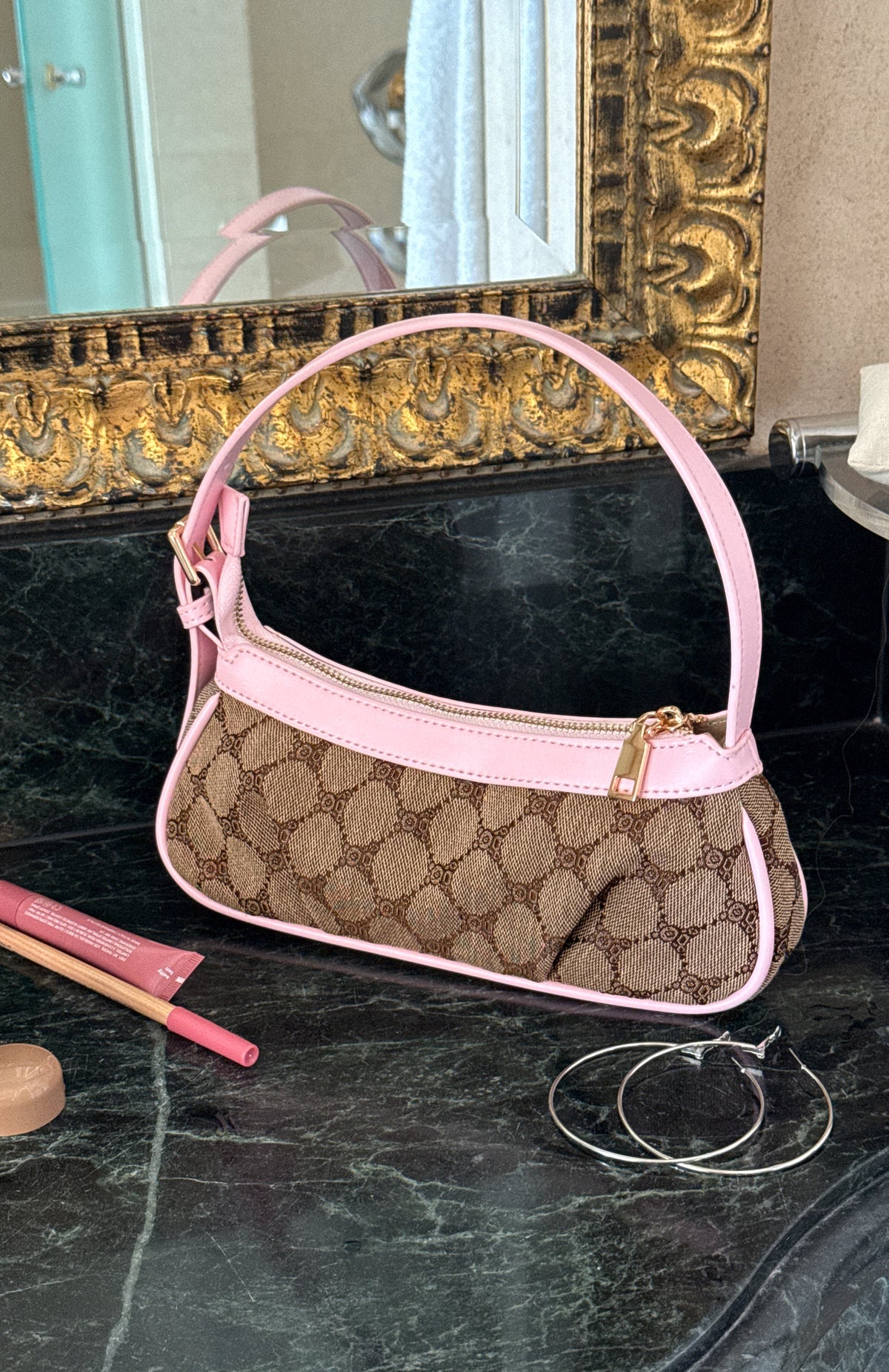 Amelie Shoulder Bag Pink & Light Brown